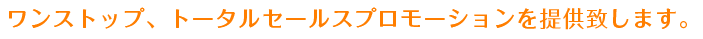 ワンストップ、トータルセールスプロモーションを提供致します。